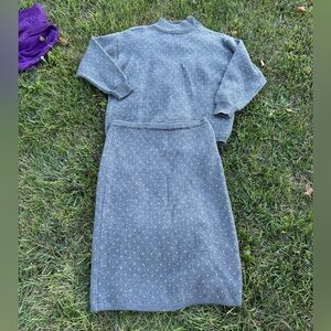 Vintage Gray Knit Sweater Set by Haberdashery Wool Blend Small/Medium